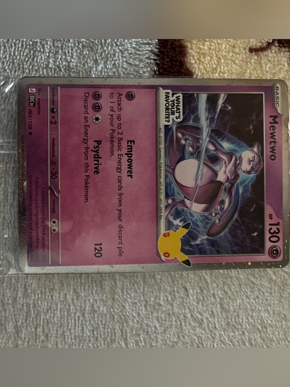 Target Pokémon MewTwo 30th Anniversary Promo Card Sealed